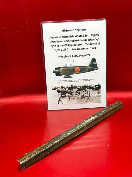 Very rare clean large aluminium airframe section with 2 tone green camouflage paintwork remains from Japanese Mitsubishi A6M5a Zero fighter shot down and crashed on the Island of Leyte in the Philippines,battle of Leyte Gulf October-December 1944