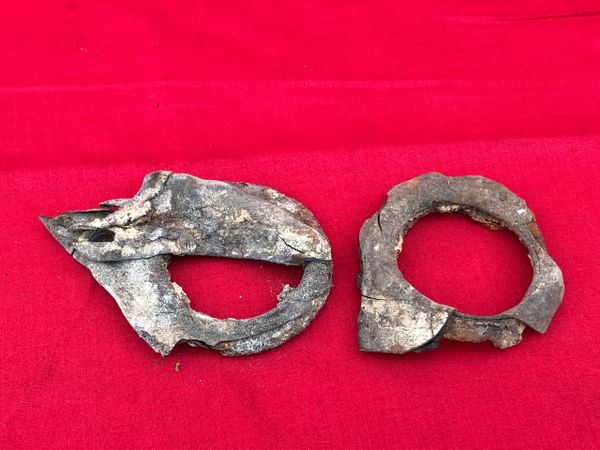 Very rare to find French soldiers rubber ARS 17 gas mask eyelets both recovered in old French dugout in the area of the Thiaumont Redoubt,Fort Douaumont the June-October 1916 battlefield in Verdun