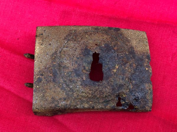 German Army soldiers steel belt buckle still with some markings still visible recovered near Ancona on the Gothic Line in Italy 1944 battlefield