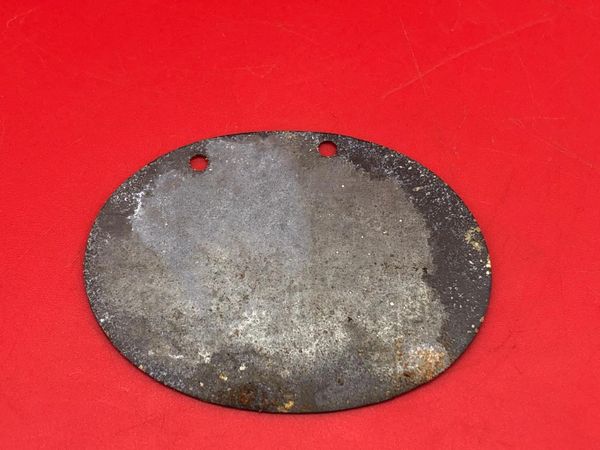 German soldiers complete dog tag blank, unissued September 1915 pattern recovered 2014 from pit of buried equipment near the village of Gueudecourt this area was defended by the 2nd Royal Bavarian Division during the battles of September 1916 on the Somme