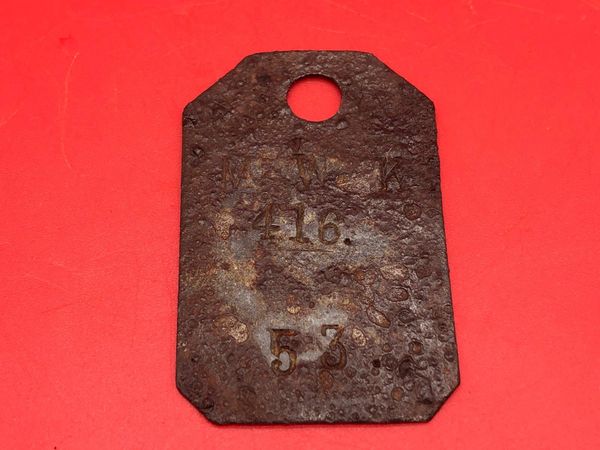 Very rare German soldiers complete dog tag for minenwerfer Company 416 recovered 2014 from pit of buried equipment near the village of Gueudecourt this area was defended by the 2nd Royal Bavarian Division during the battles of September 1916 on the Somme