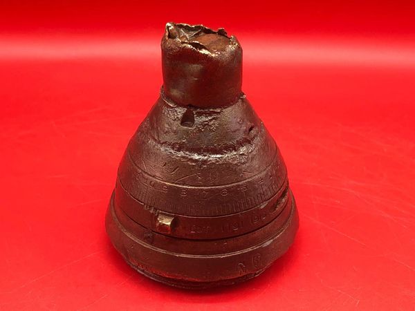 British shrapnel shell number 85 fuse trench art possibly candle holder dated 1916,nice condition found many years ago on on the Somme battlefield of 1916-1918