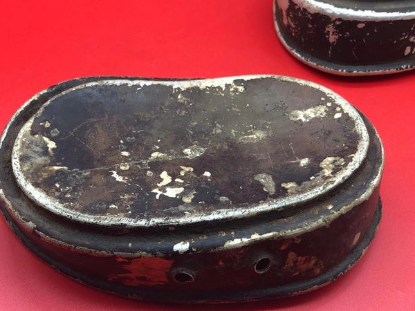 German soldiers aluminium mess tin lids with black paintwork remains ...