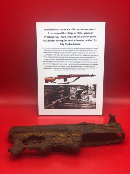 Rare to find Russian soldiers SVT machine gun remains trigger and breach section recovered from near the village of Plota near Prokhorovka on the battlefield at Kursk 1943 in Russia