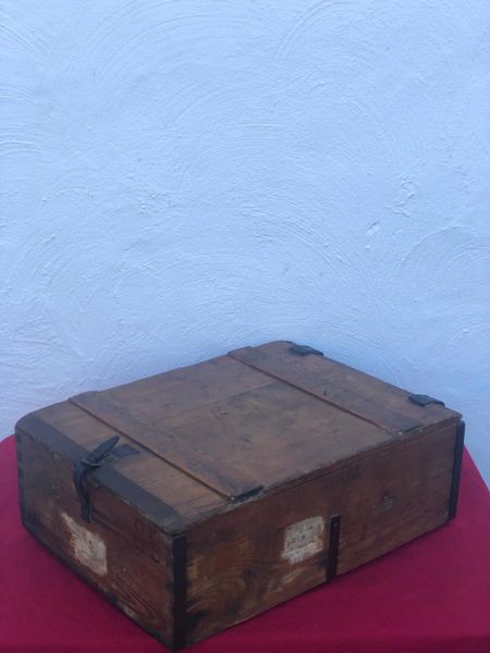 German ammunition wooden crate for 7.62mm bullets with 3 paper labels,maker marked dated 1936,nice condition found in Dieppe originally used in the Normandy campaign in the summer of 1944