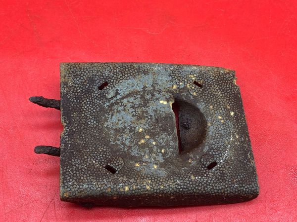 German soldiers pebble dash aluminium belt buckle missing its front plate nice condition relic used by 212 Volksgrenadier-Division recovered near town of osweiler, Luxemburg from the battle of the Bulge 1944-1945