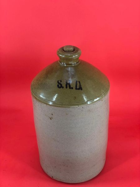 Nice complete British army SRD jug which is not maker marked but has its cork in place found on brocante in the Village of Flers on the Somme battlefield of September 1916