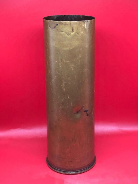 British 25 pounder brass shell case fantastic condition with all maker markings, dated 1942 found in the Town of Uden near Eindhoven from Operation Market Garden, September 1944 in Holland