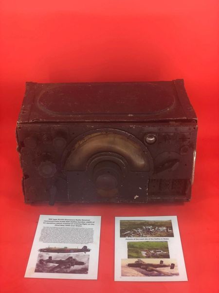 Very rare near complete type R1155 shortwave radio receiver still with lots of maker markings recovered from RAF Halifax Bomber LK835 of 51 squadron which crashed on the 22nd May 1944 in Wales
