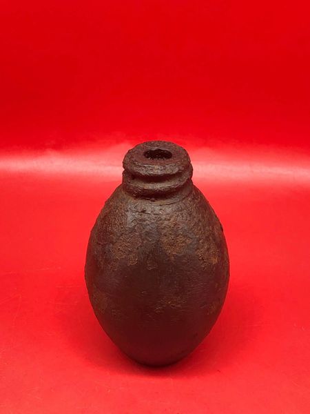 Very rare 1937 pattern Dutch Number 1 egg grenade captured and re used by the German army lovely condition relic with original green paintwork recovered in the Kurland pocket the battle 1944-1945 in Latvia