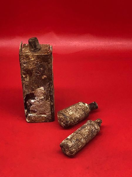German battery and 2 British torch battery's solid relics recovered from inside a German bunker near the village of Bucquay which was a German artillery position during the later part of The Somme battle in 1916