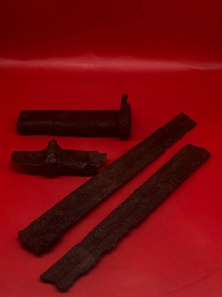 Group of bayonet remains handles and blades they are nice solid relics recovered in 2016 from the remains recovered from an old German trench line near the village of Mametz on the Somme battlefield 1916
