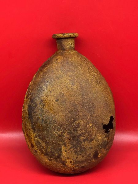 German soldiers late war issued M15 water bottle with flat drinking spout and burnt in a fire from the battle recovered from Broodseinde Ridge the October 1917 battle part of the battles around the Ypres salient