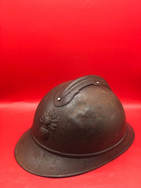 French infantry soldiers M15 Adrian helmet lovely condition with badge and maker mark inside found many years ago on the Verdun battlefield of 1914-1918 in France