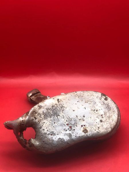 Russian soldiers M36 aluminium mess tin lid maker marked and dated 1939,named and battle damaged recovered near the village of Plota,south Prokhorovka ware the main tank battle was 12th July 1943,Russia