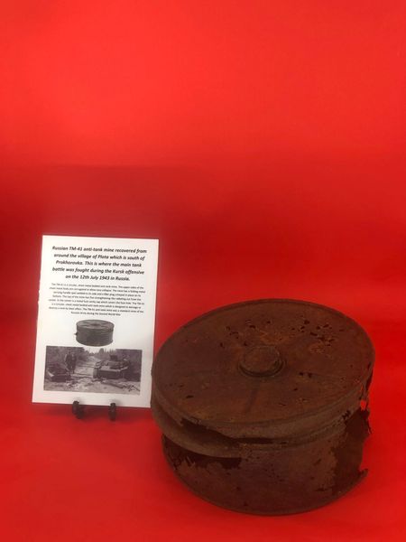Rare to find Russian TM-41 Anti-Tank mine with green paint remains recovered recovered around the village of Plota, near Prokhorovka where the main tank battle was fought during the Kursk offensive on the 12th of July 1943