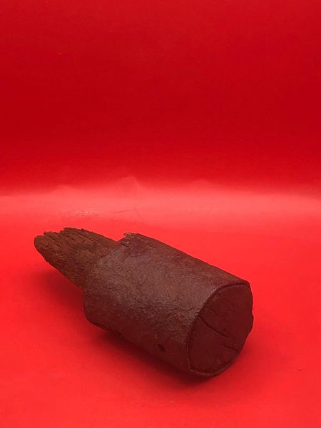 Rare German M-24 practice hand grenade head nice condition solid relic with wood remains recovered from near Kiel a Kreigsmarine training ground