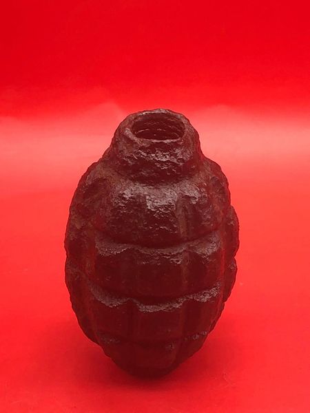 Russian F1 fragmentation hand grenade nice condition solid relic complete empty case recovered from Priekule in Kurland pocket defended by the SS Nordland Division during the battle 1944-1945