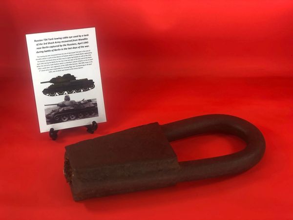 1945 pattern towing cable eye from destroyed Russian T34 tank of the 3rd Shock Army recovered from Wandlitz near Berlin the April 1945 battle for the city