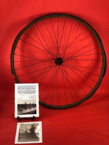 Rare British Army Wooden Bicycle wooden wheel nice condition relic recovered from a house in the village of Heilly which was the site of 36th casualty clearing station on Somme battlefield 1916