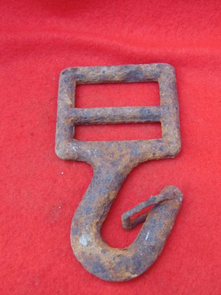 German soldiers metal clip for carry strap for maxi machine gun recovered from German bunker near Bucquay on the Somme battlefield