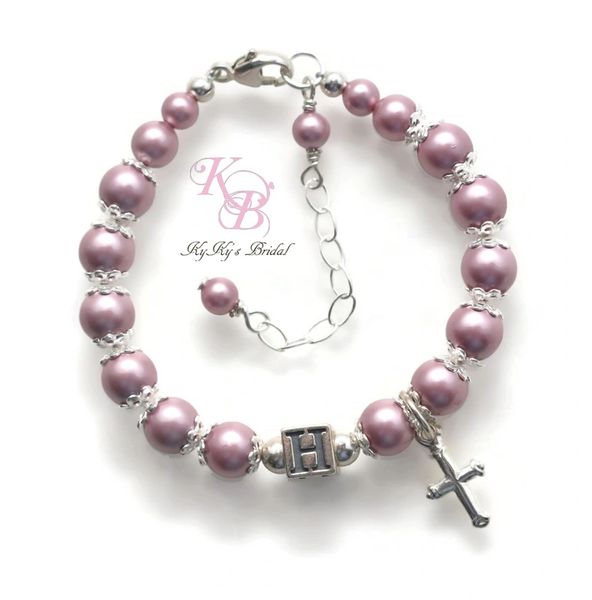 Baptism Gift, Personalized Baptism Bracelet, Christening Gift, Initial