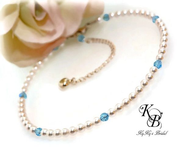 Blue ankle deals bracelet for bride