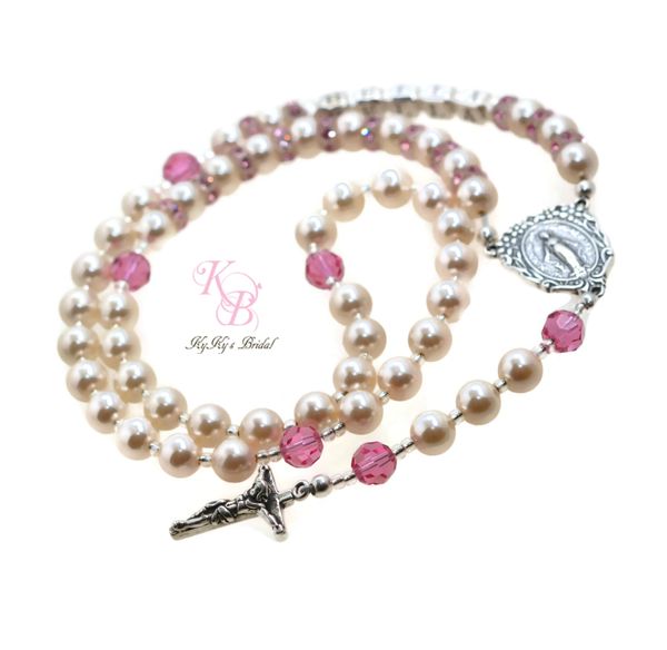 Pink Rosary, Baby Rosary, Personalized Rosary, Baptism Rosary, Baptism ...