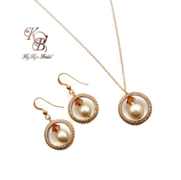 Champagne Jewelry Set, Champagne Bridal Jewelry, Wedding Jewelry Set