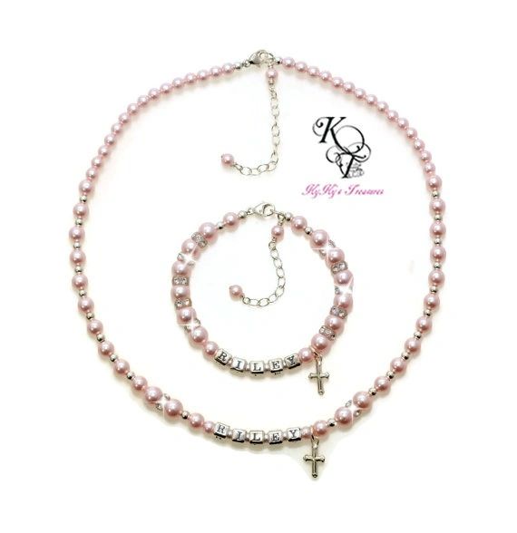 Jewelry Set, Christening Gifts, Baptism Gifts, Baptism Necklace
