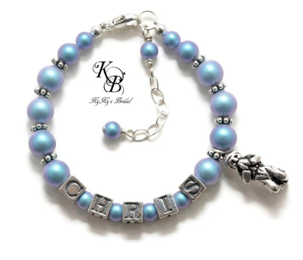 Baby Boy Baptism Gift Praying Boy Sterling Silver Baby Bracelet