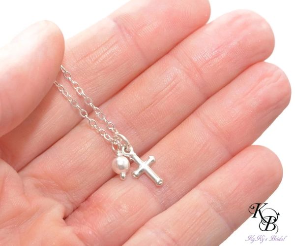 Baptism cross necklace for girl sale