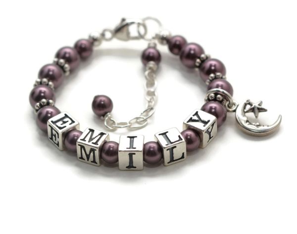 Baby pearl clearance bracelet with name