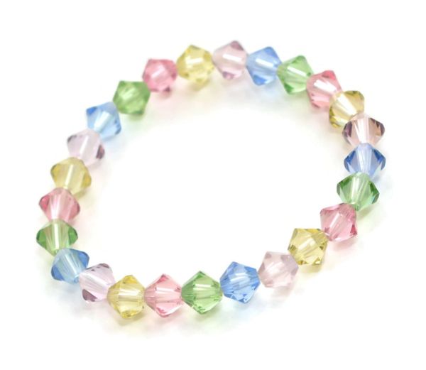 Crystal Baby Bracelet, Rainbow Baby Gift, Pastel Bracelet, Little Girl Bracelet,  Elastic Crystal Bracelet, Toddler Girl Birthday Gift