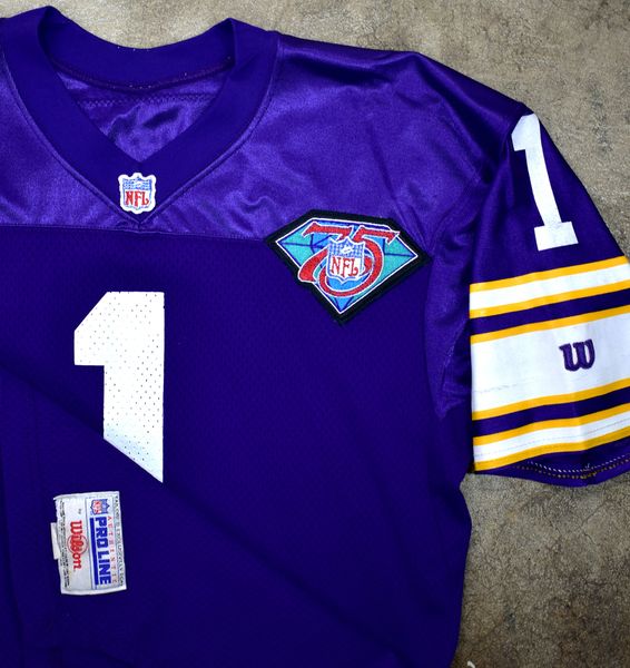 WARREN MOON  Minnesota Vikings 1996 Away Wilson Throwback NFL