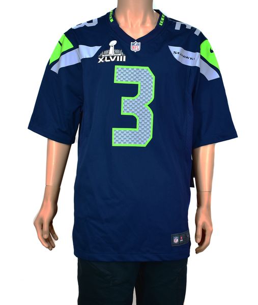 Nike Russell Wilson Seattle Seahawks Super Bowl Patch Jersey