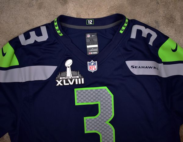 Seattle Seahawks Russell Wilson Super Bowl XLVIII Patch Nike Jersey NEW Sz.  XL