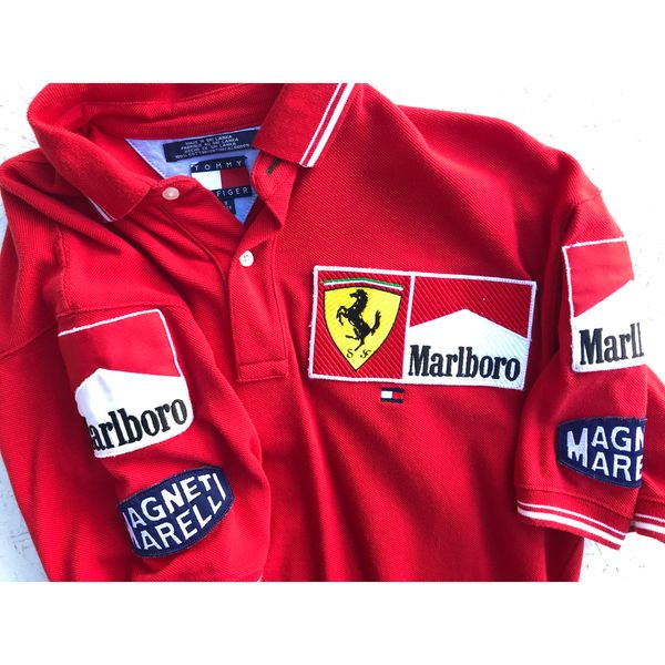 Tommy Hilfiger Pit Crew Ferrari Racing Marlboro Patched Shirt Doctor Funk s Gallery Classic Street Sportswear