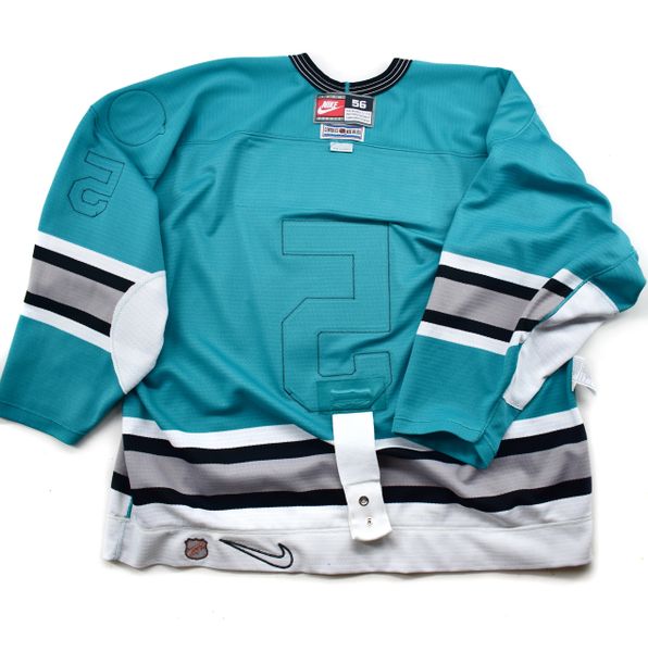 1997 Nike San Jose Sharks Game Worn Used Hockey Jersey Doctor Funk #39 s