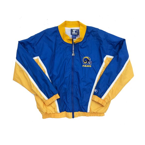 TRUE VINTAGE LOS ANGELES RAMS JACKET DEADSTOCK NFL PRO LINE XL WINDBREAKER  NYLON