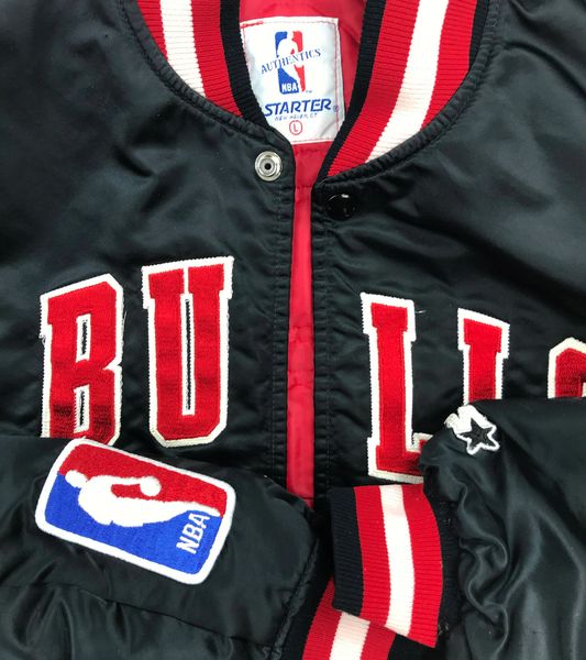 90's “Starter” Jackets Chicago Bulls Sz. L $150 Black Hawks Sz. S