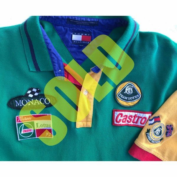 Tommy Hilfiger Team Lotus Color Block Racing Polo Shirt Size Large