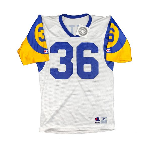 JEROME BETTIS LOS ANGELES RAMS VINTAGE 1990'S CHAMPION JERSEY ADULT 40 -  Bucks County Baseball Co.