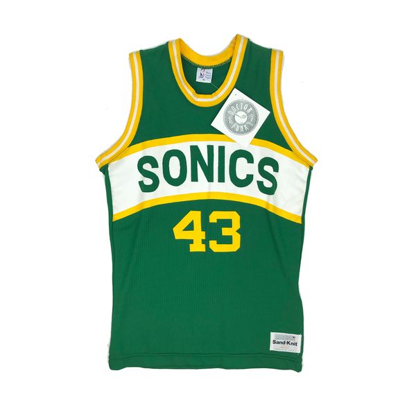 #43 JACK SIKMA SEATTLE SONICS MACGREGOR SAND KNIT GREEN JERSEY NBA MEN  MEDIUM