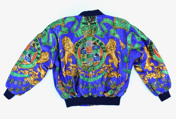 Bootleg Hermes Silk Bomber Jacket w/ Shoulder Pads