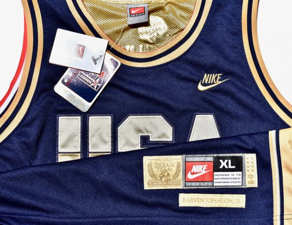 USA Dream Team Nike Authentic Magic Johnson Gold Jersey New