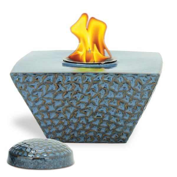 8" Blue Taper FlamePot with Lid