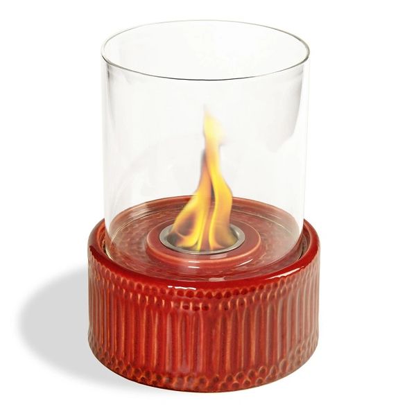 12" High X 8" Diameter Brick Base/Glass Fireplace