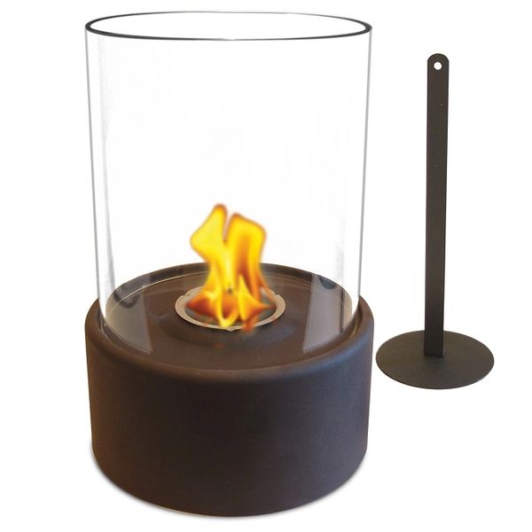 12" High X 8" Diameter Brown/Glass Fireplace
