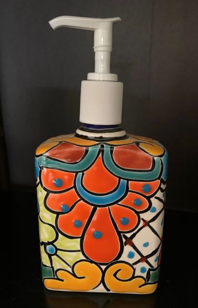 Mexican Talavera Lotion or Soap Dispenser TD042 – Camino Real Imports